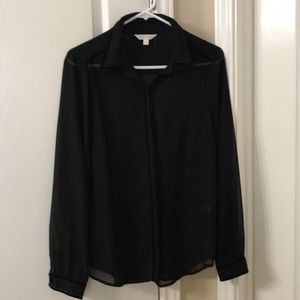 Women’s sheer black button down blouse